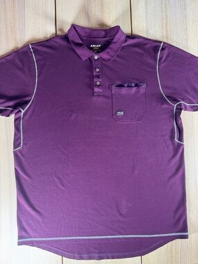 Ariat Rebar Mens Purple Short Sleeve Work Polo‎ Shirt Pocket XX-Large Tall